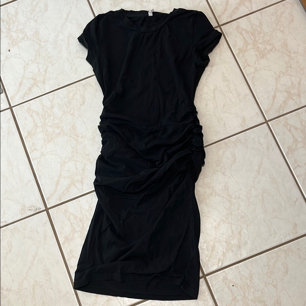 Maternity Black Ruched Dress